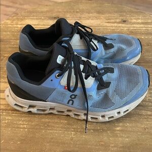 On Running Black and Blue Athletic Shoes